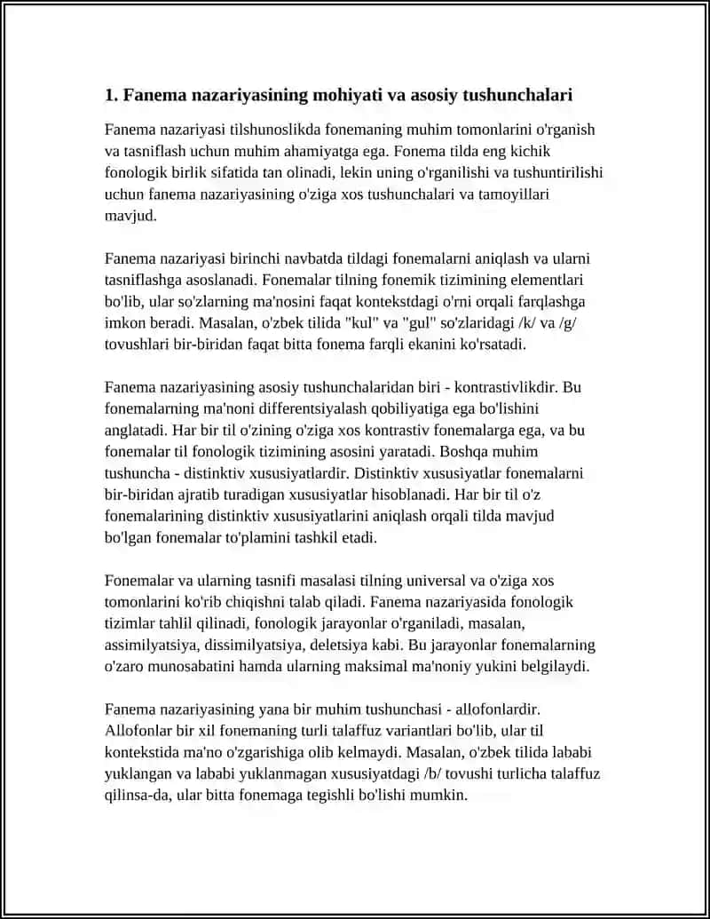 Fanema Nazariyasi REFERAT 4