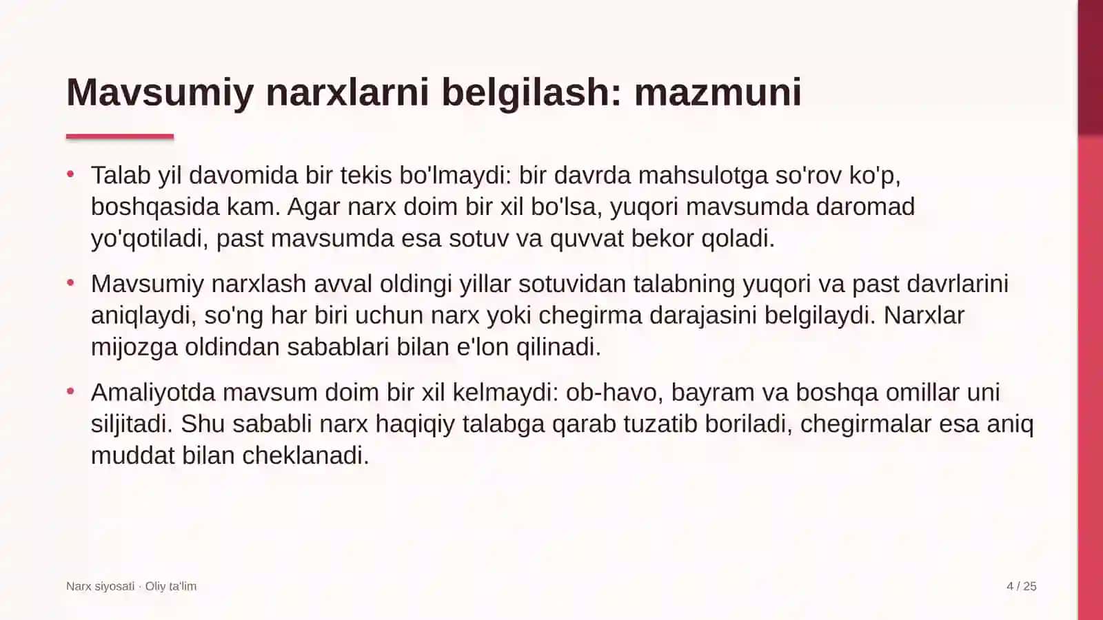 Kuryerlik xizmatida mavsumiy narxlarni belgilash 4
