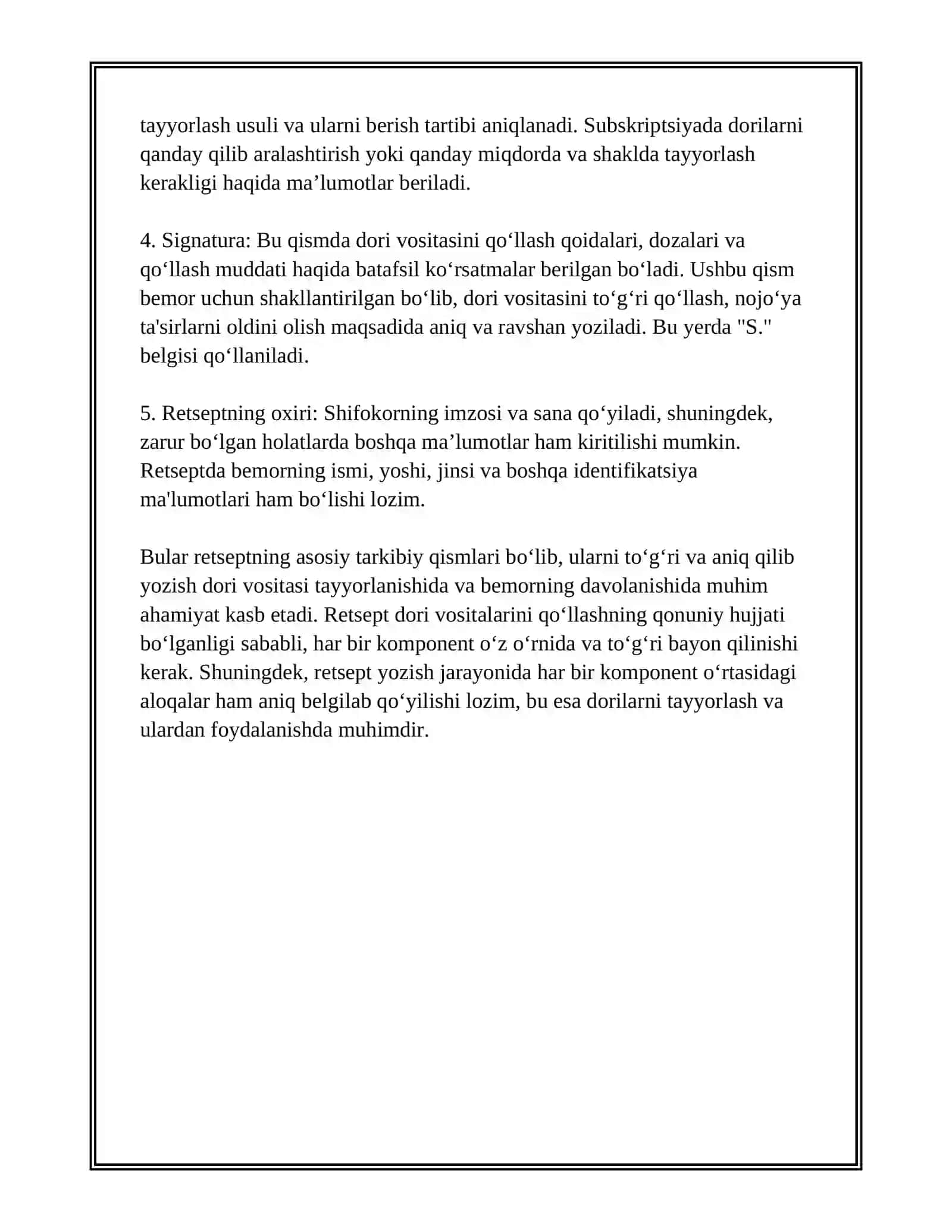 RETSEPT VA UNING TUZILISHI 4