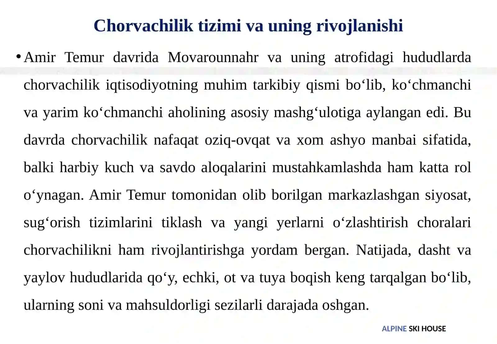 Amir Temur davrida chorvadorlarning kundalik turmush tarzi 4