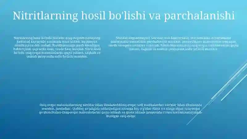 Оziq-Оvqаt Mаhsulоtlаrining Nitritlar Va Nitritrobirikmalari Bilan Ifloslanishi 4