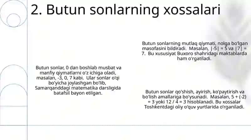 Nomanfiy butun sonlar va ularning xossalari 4