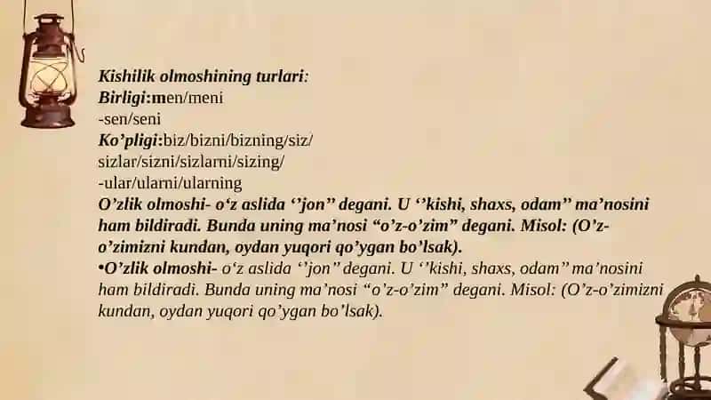 Olmoshning ma'notlari va tuzilish jihatlari 4