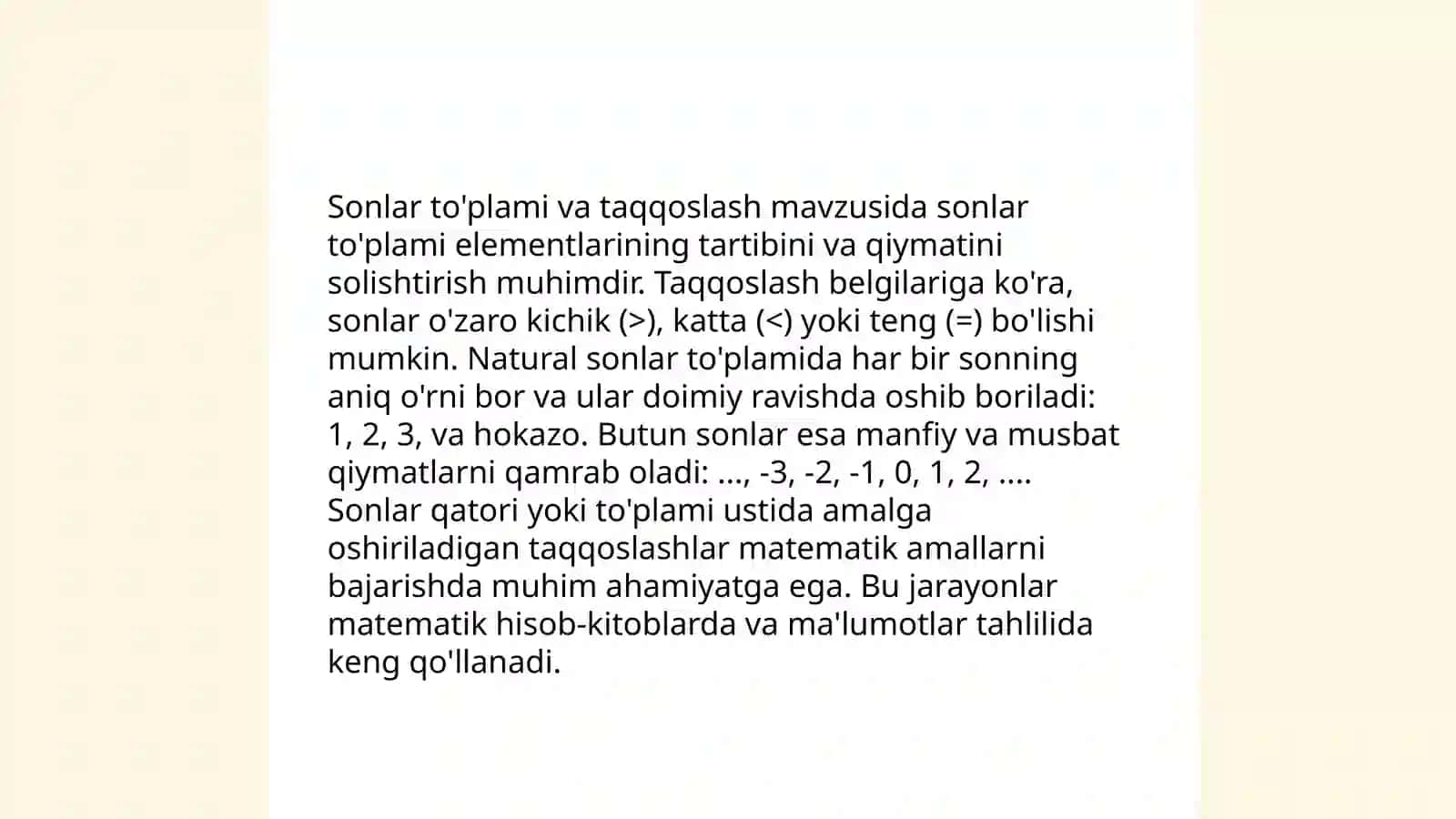Ifodaning qiymatlarini taqqoslash 4