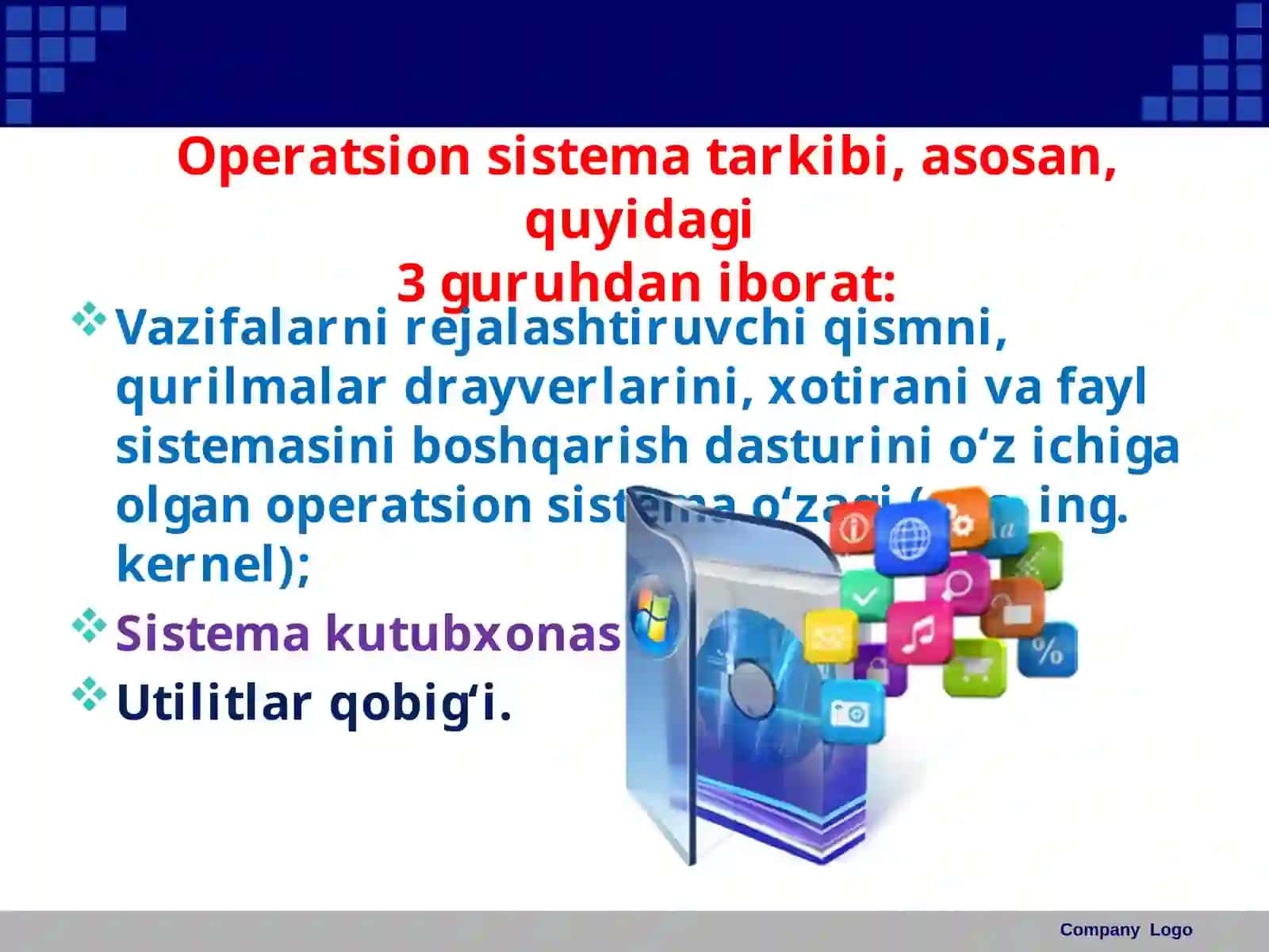 Operatsion sistemani tashkil etuvchi dasturlar va qobiq-dasturlar 4