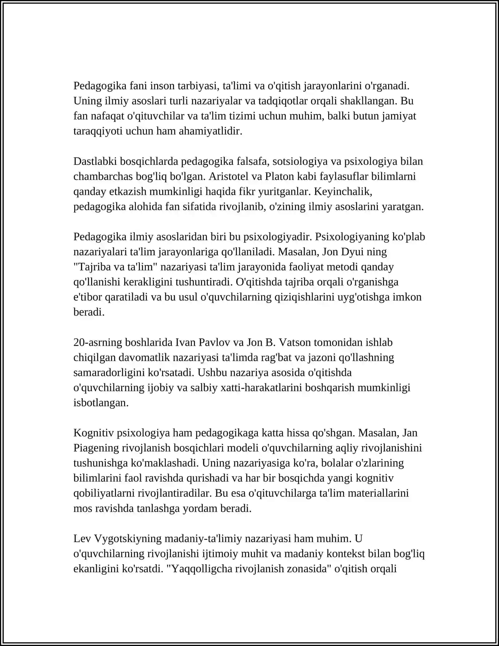 Pedagogika fanigiga kirish referat 4