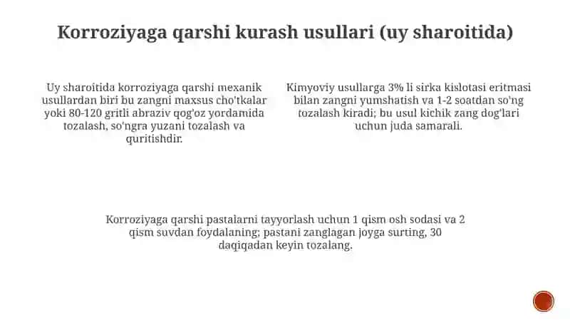 Uyda karroziyasini yoʻqotish usullari 4