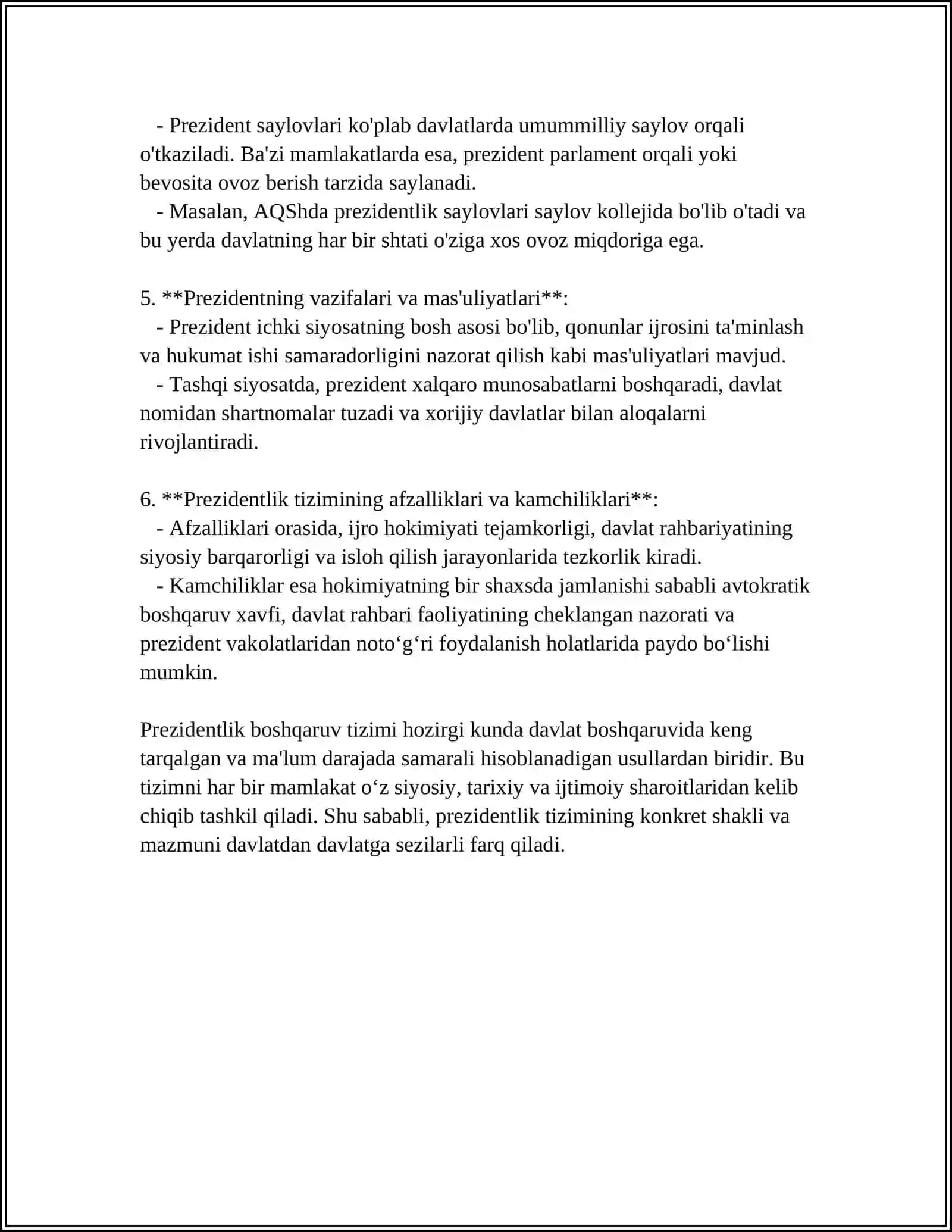 BOSHQARUVNING PREZIDENTLIK SHAKLI 4