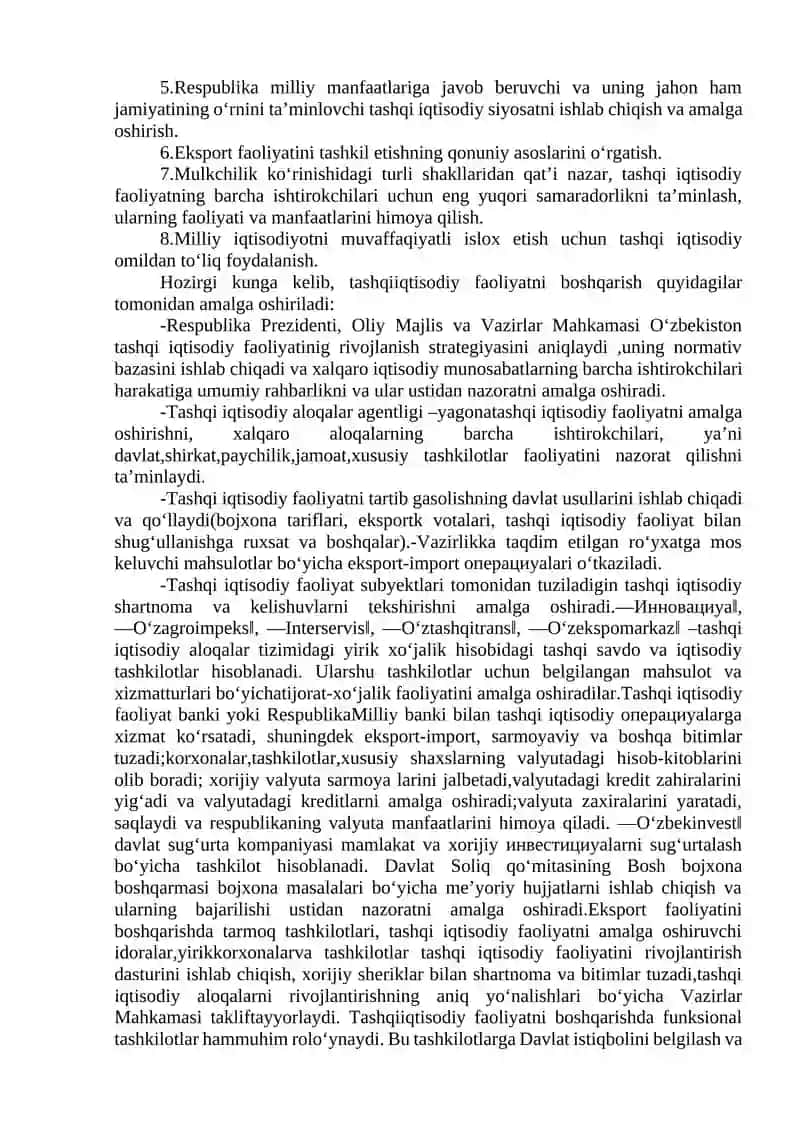 Tashqi Iqtisodiy Faoliyat 4