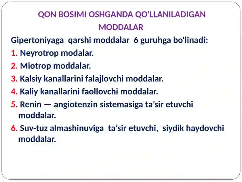 Gipotenziv va gipertenziv vositalar 4