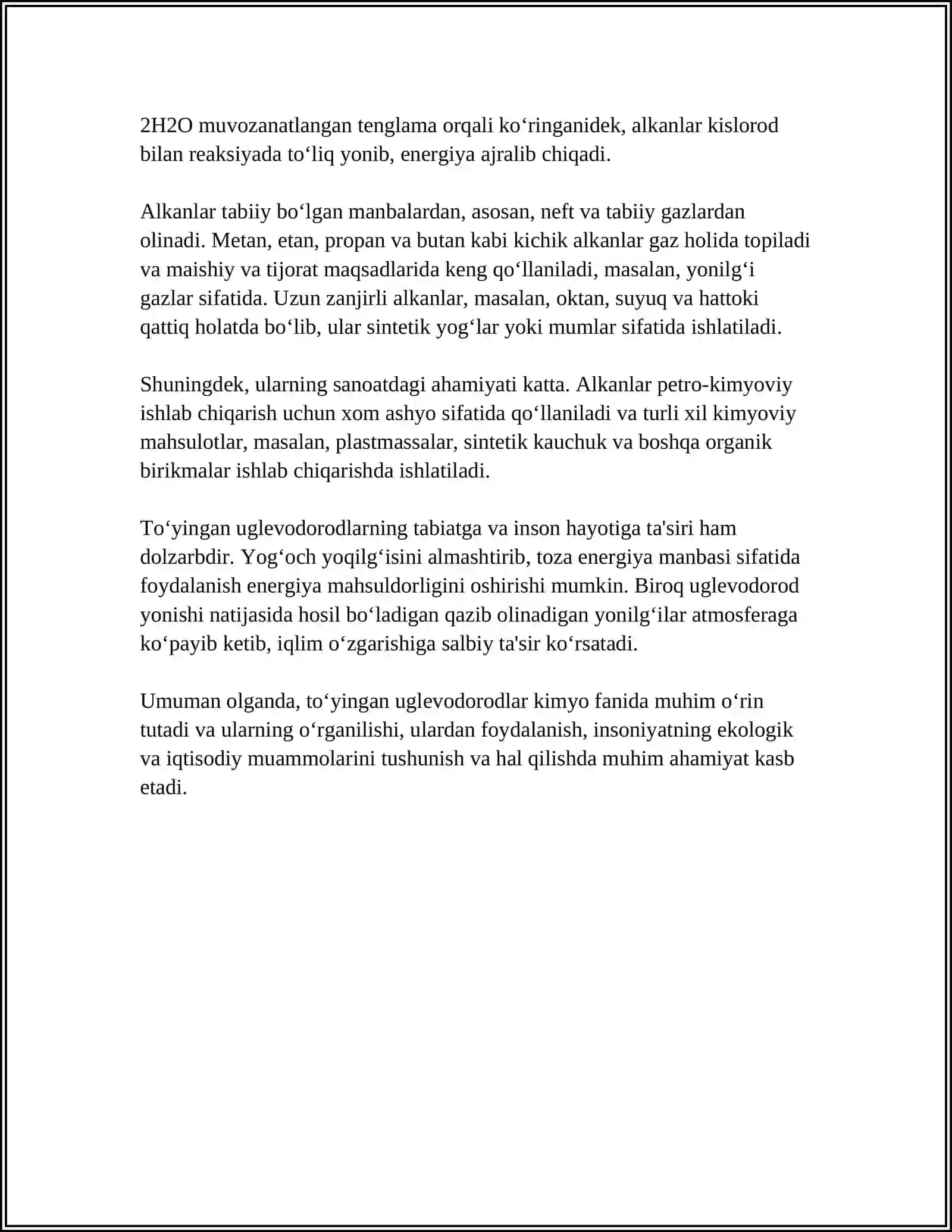 TOʻYINGAN UGLEVODORODLAR VA ULARNING SIKLIK ANALOGLARI 4