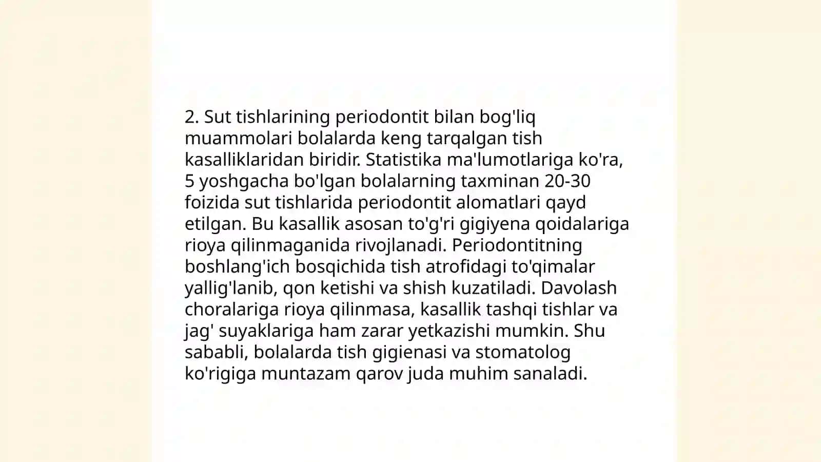 Sut va shakllanmagan doimiy tishlarning periodontitlarning o'ziga xosligi 4