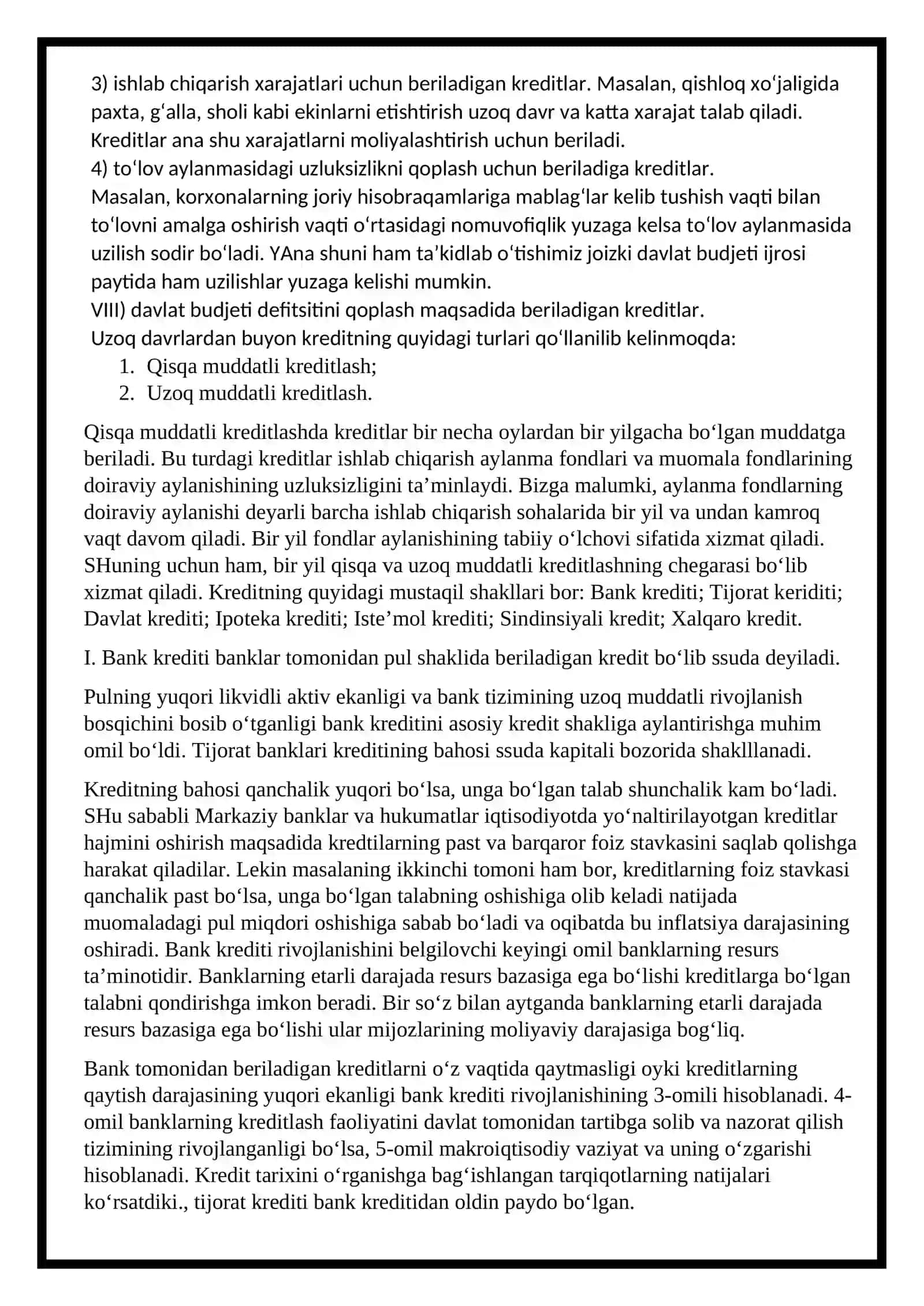 Mavzu: Kredit va uning hozir zamon shakllari 4