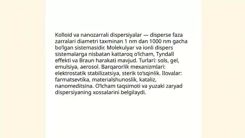 Molekulyar va ionli dispers sistemalar 4