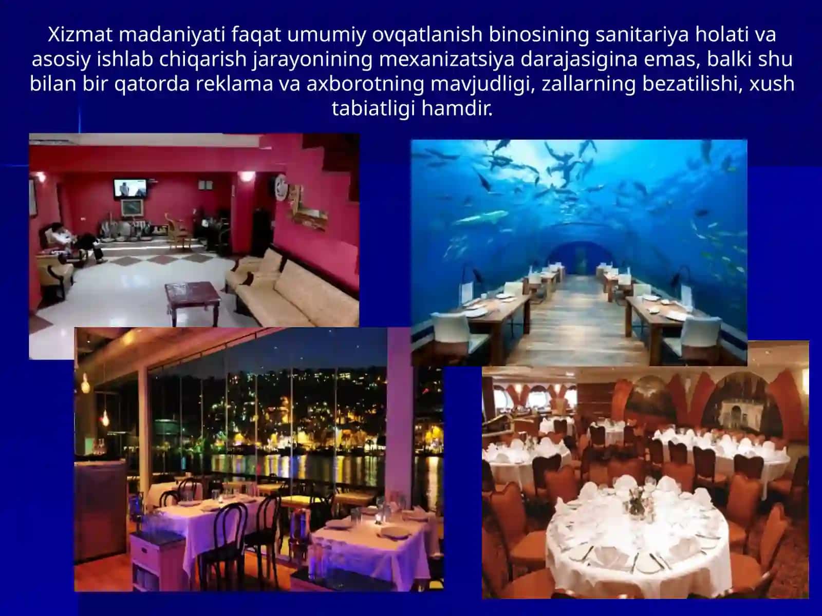 Turizmda ovqatlanish korxonalarini rivojlantirish 4