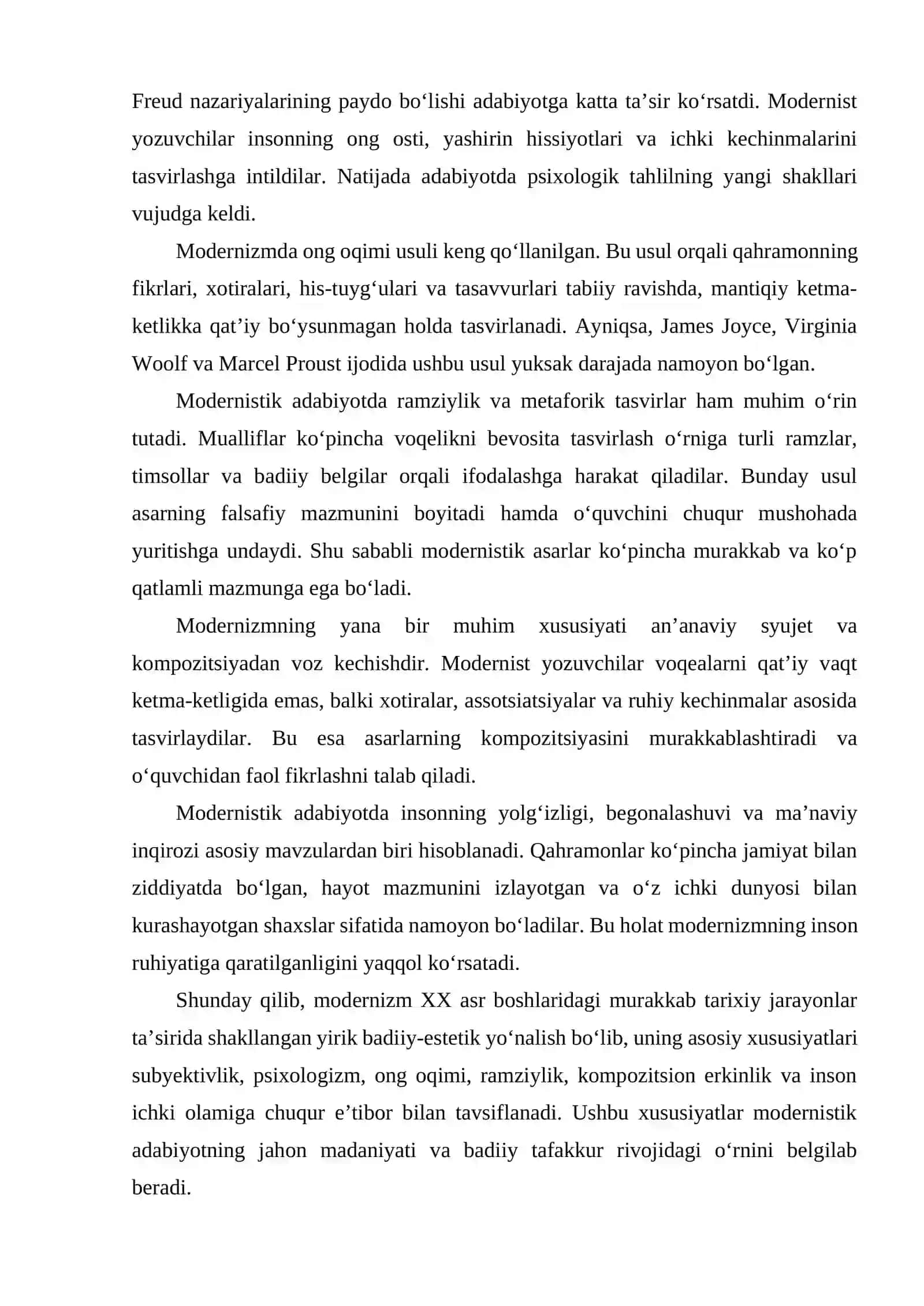MODERNIZM; INSON, JAMIYAT MUHIT MUAMMOSI 4