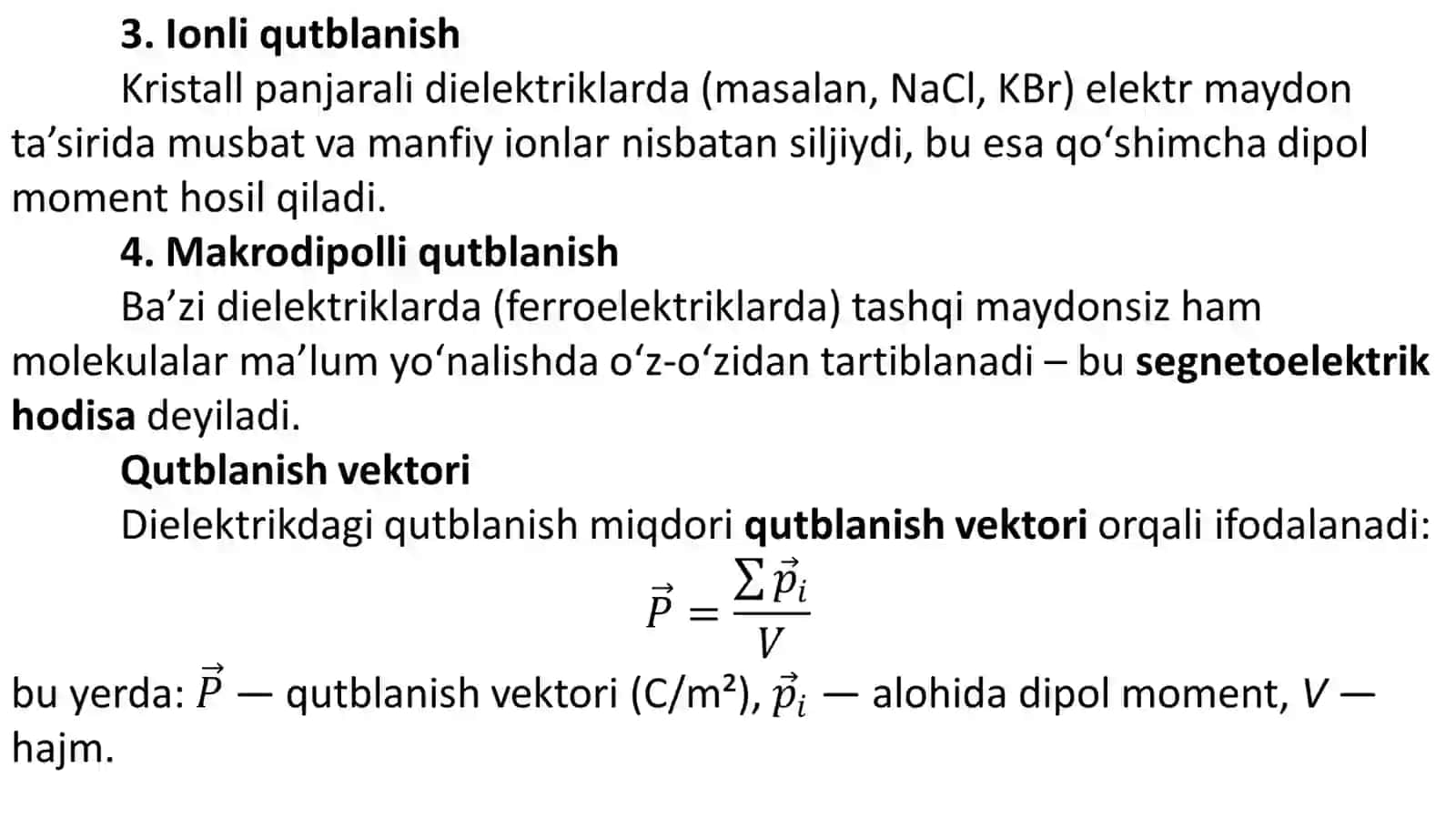 Elektronli va dipolli qutblanishlar 4