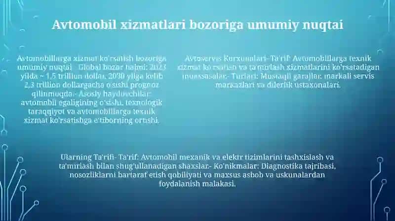 Avtoservis Korxonalari Va Ularning Ta'Rifi 4