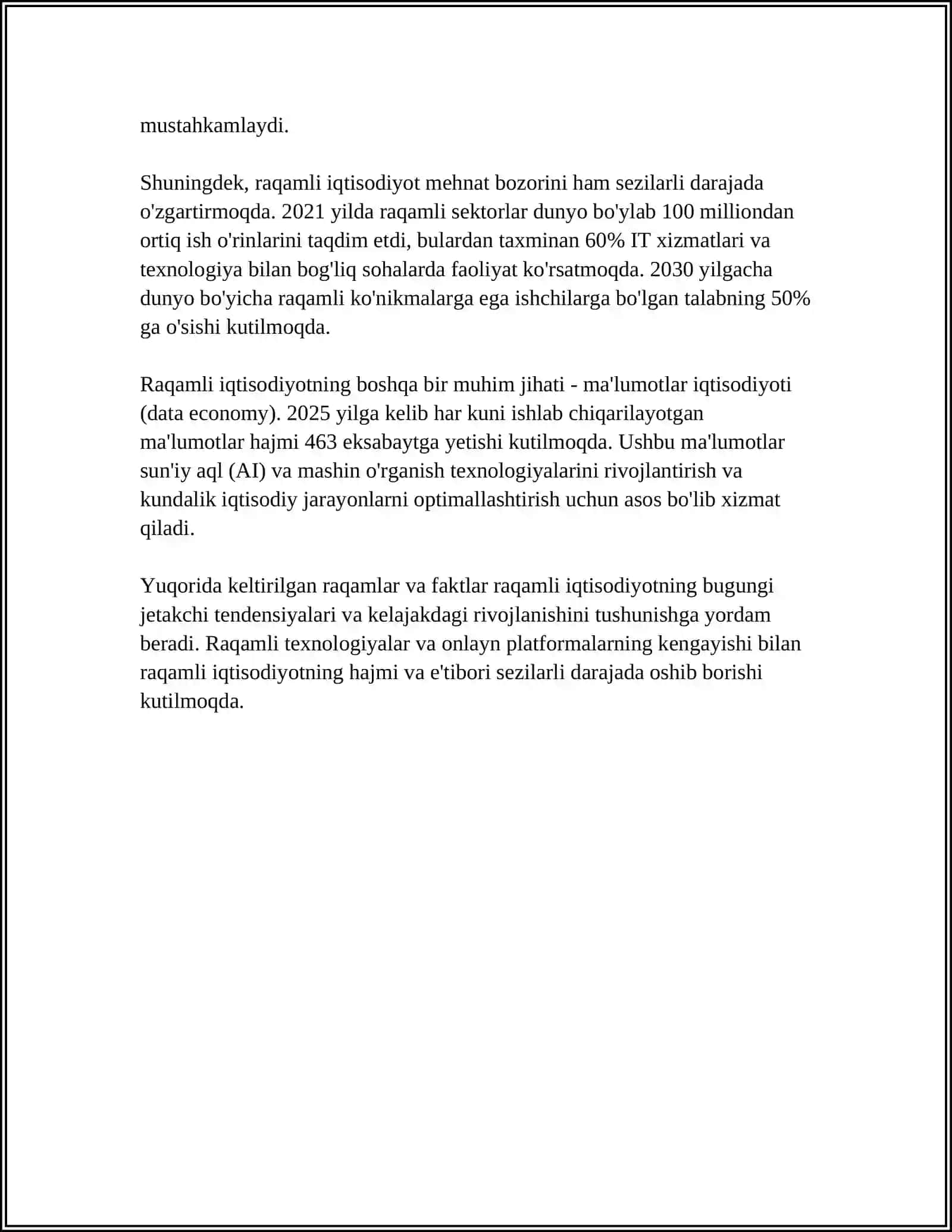 ZAMONAVIY RAQAMLI TEXNALOGIYALAR 4
