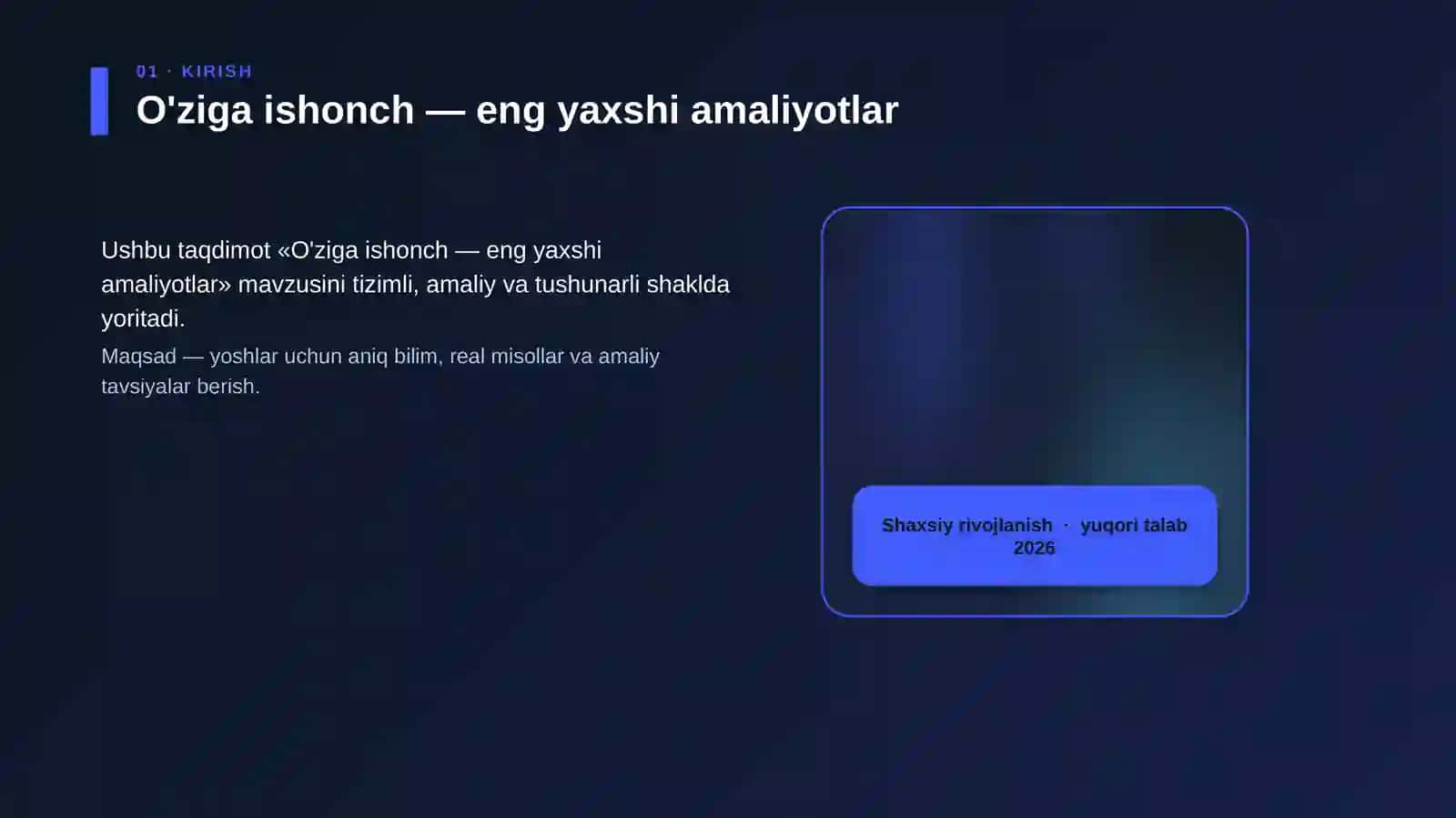 O'ziga ishonch - eng yaxshi amaliyotlar 4