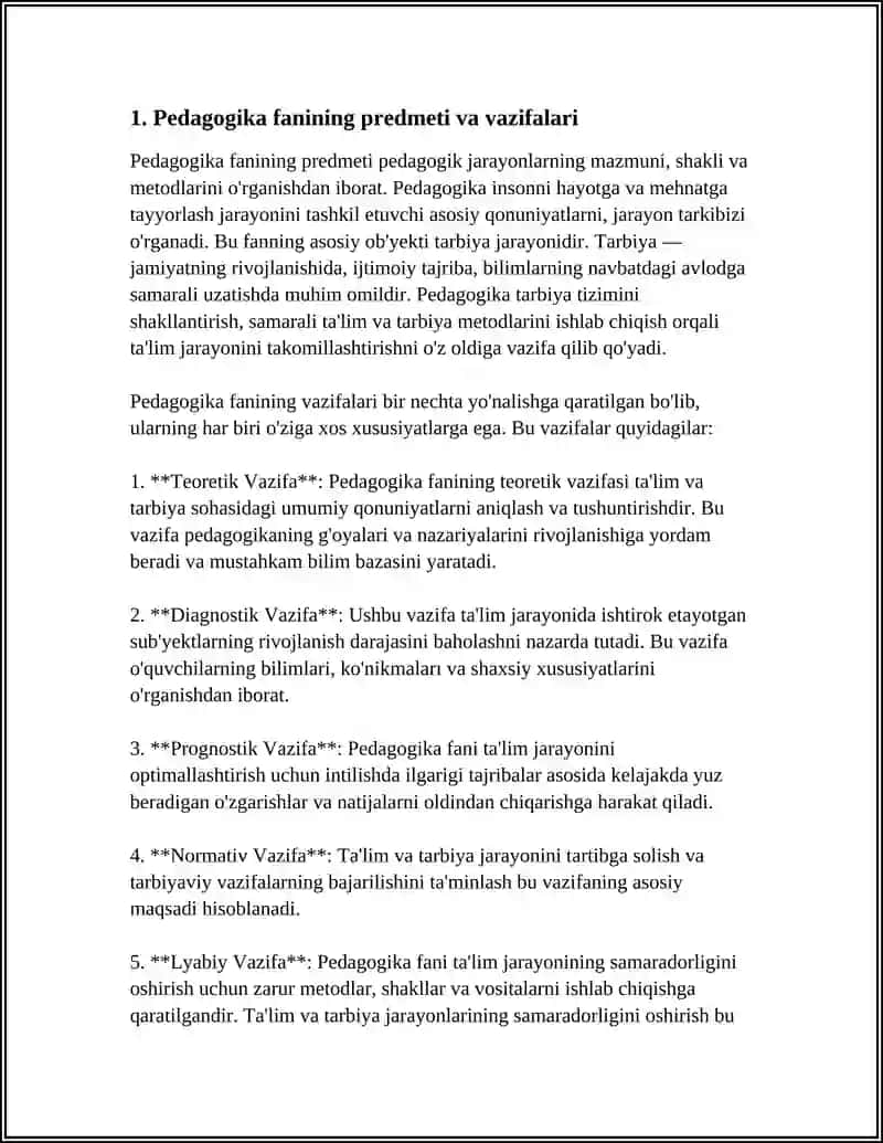 PEDAGOGIKA FANINING PREDMENTI,TADQIQOT METODLARI.PEDAGOGIK TA'LIMOTLAR TARIXI 4