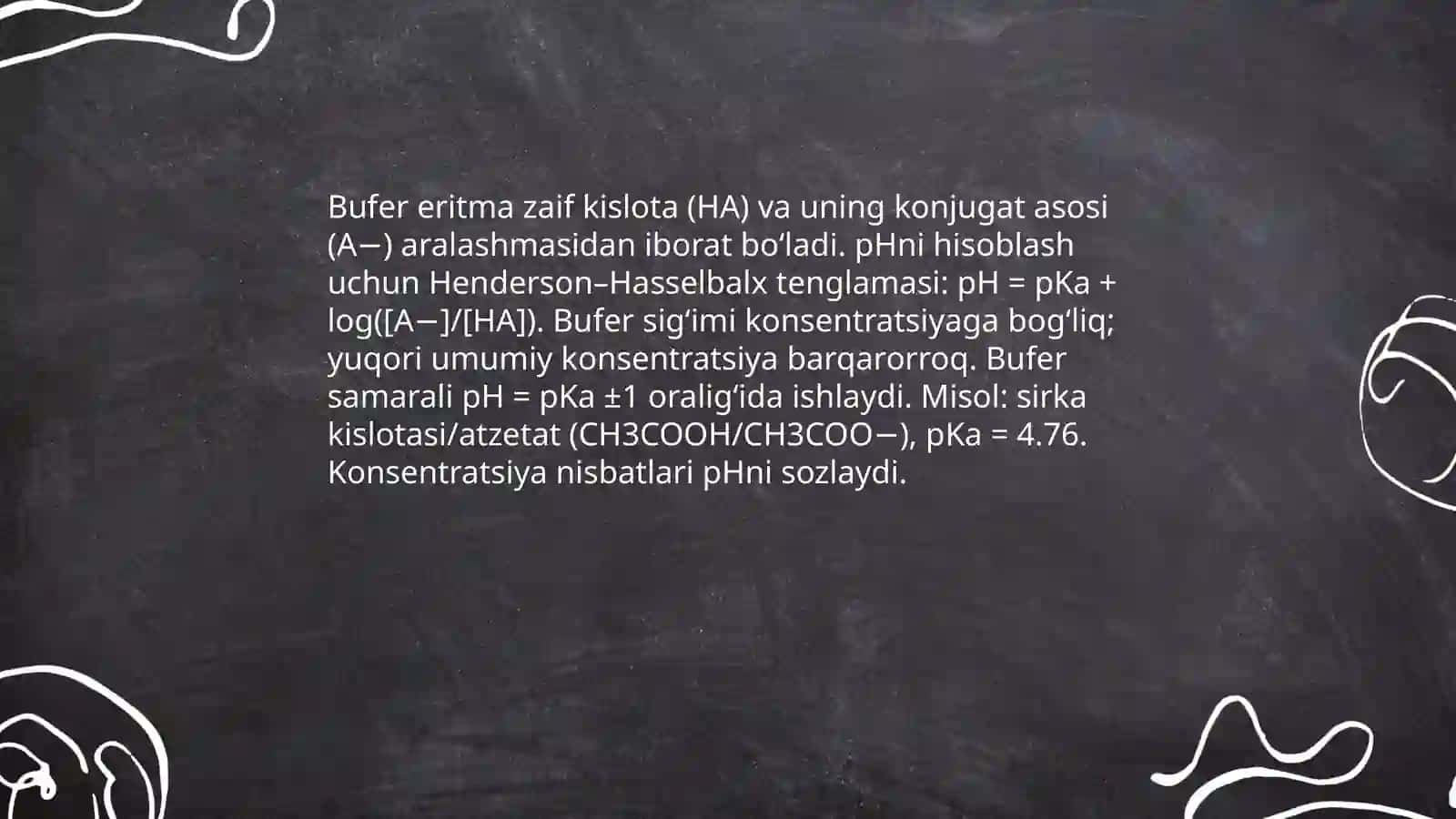 Bufer eritmalar tarkibi va ishlatilish sohalari 4