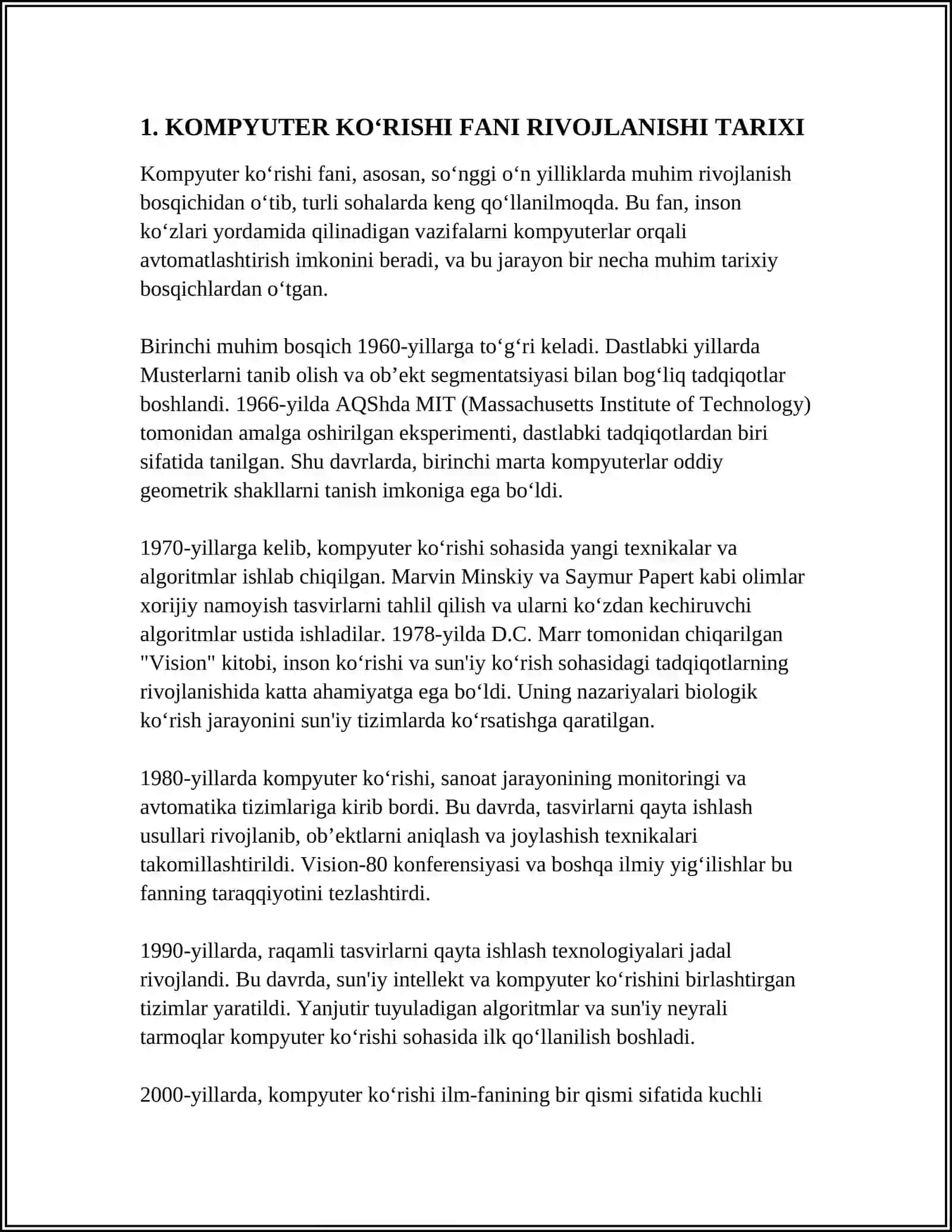 KOMPYUTER KO‘RISHI FANI RIVOJLANISHI TARIXI 4