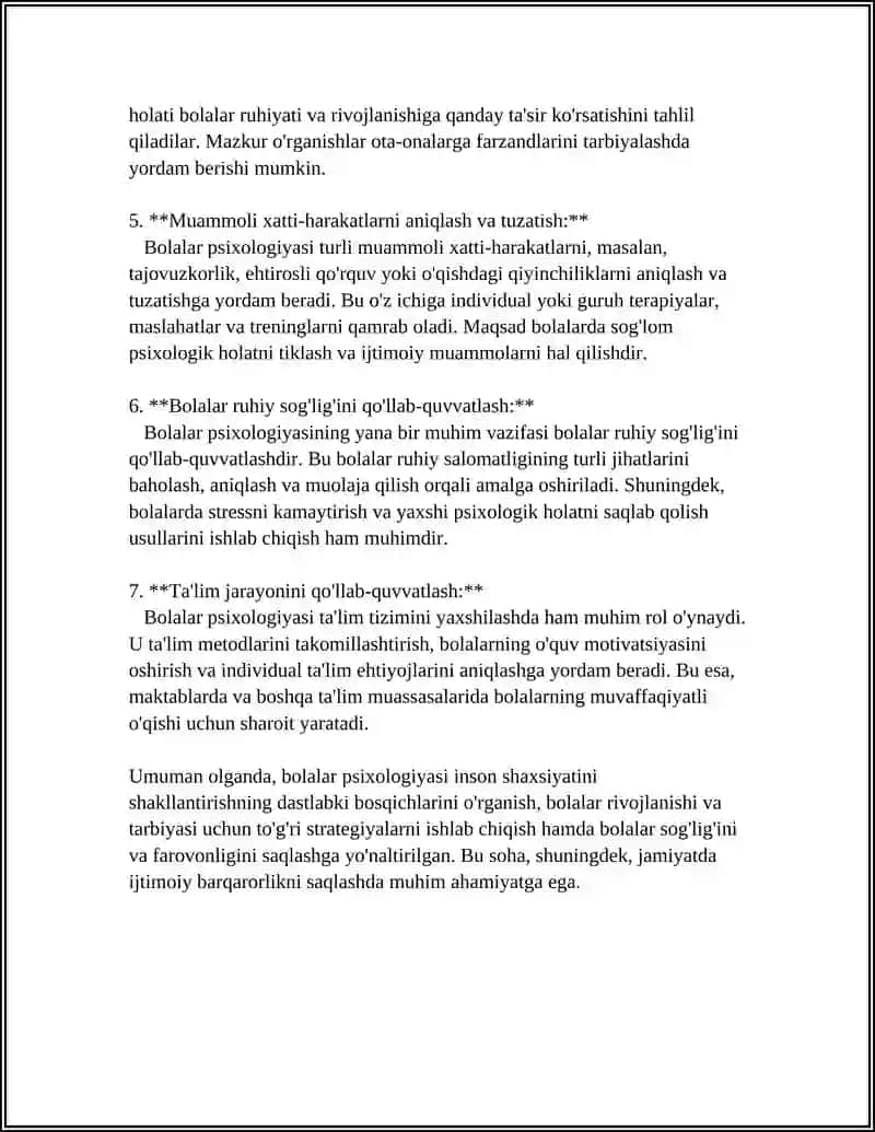 BOLALAR PSIXOLOGIYASINING VAZIFALARI 4