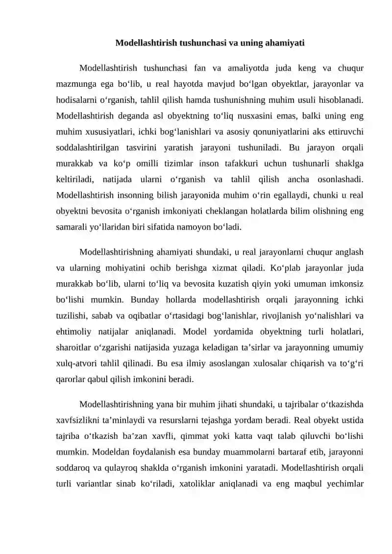 Modellashtirish metodlarining klassifikatsiyasi 4