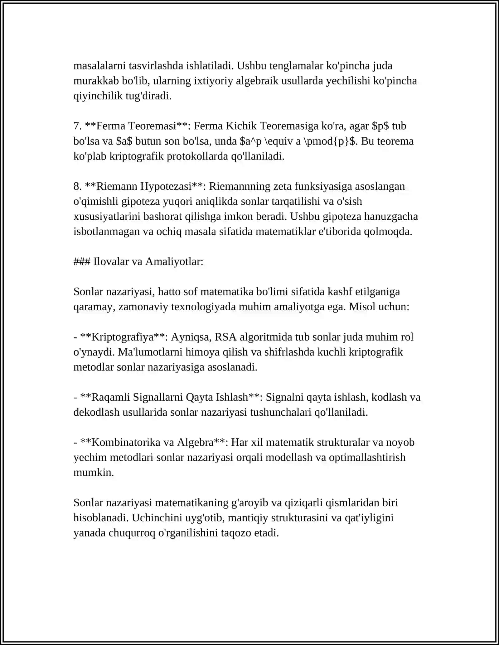 Sonlar nazariyasi 4