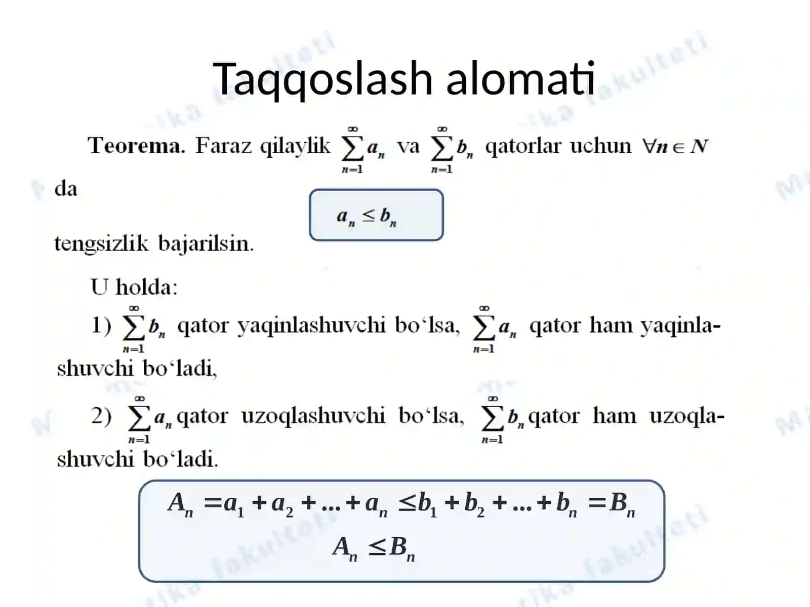 Musbat hadli qatorlar 4