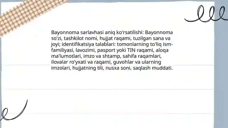 Bayonnoma matni tayyorlash 4