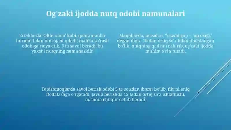 Xalq ogʻzaki ijodida nutq odobi 4