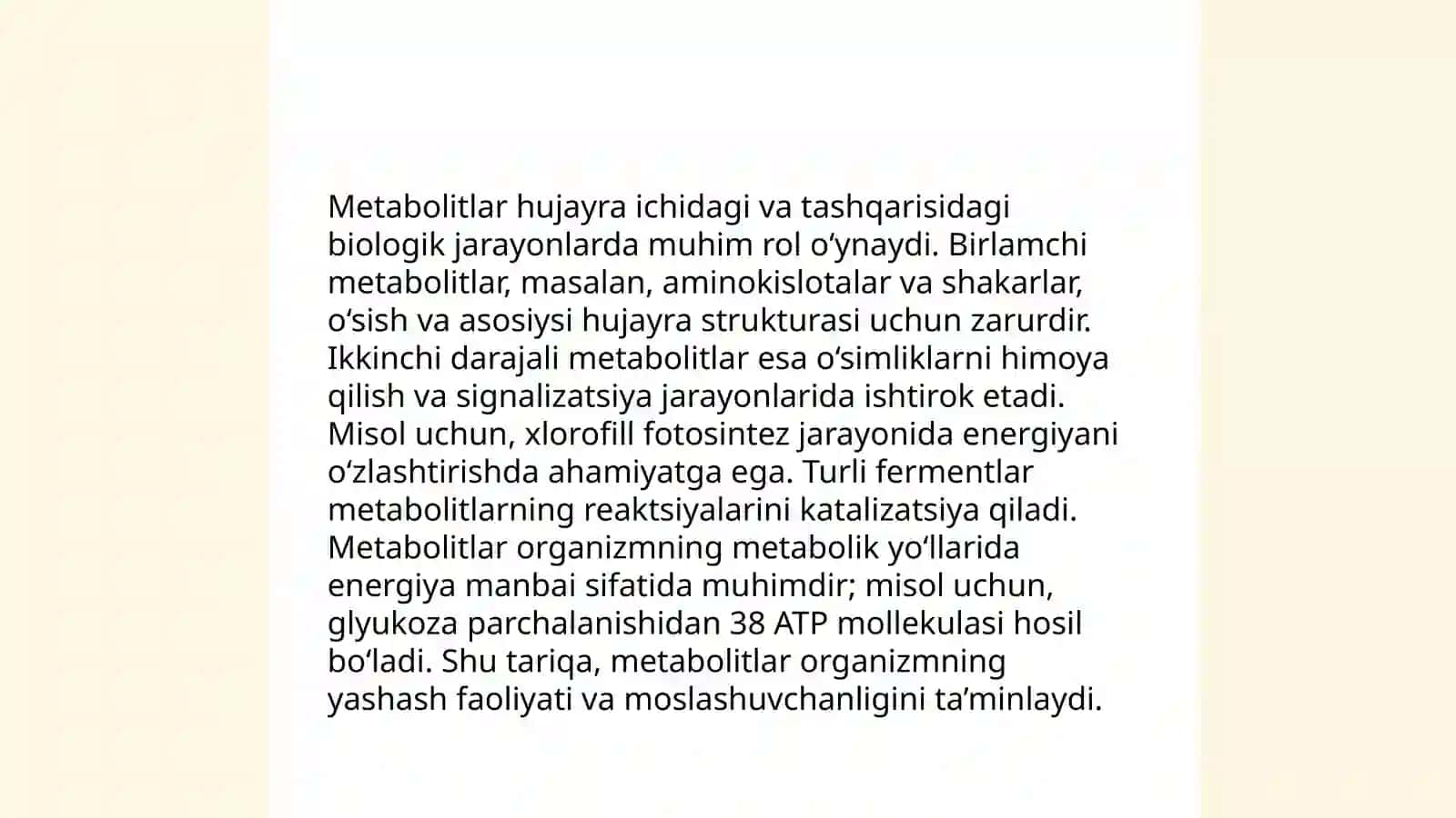 Metabolomika fanining asoslari 4