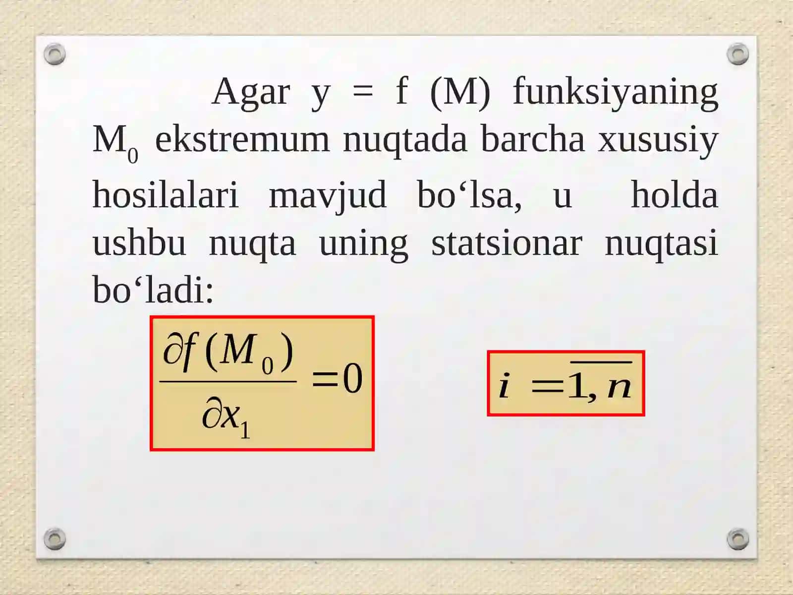 Kо‘p о‘zgaruvchili funksiya ekstremumi 4