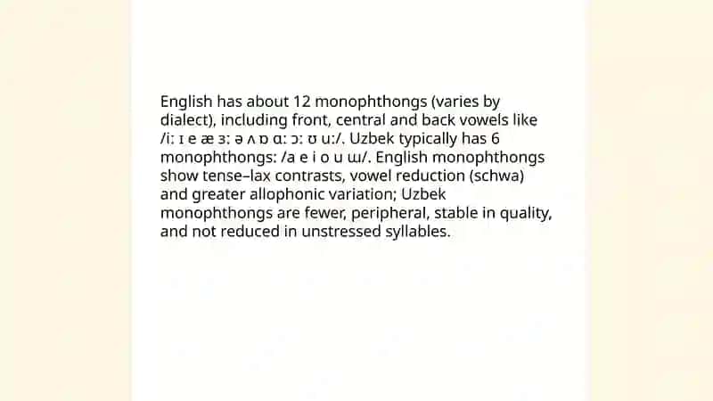 Comparison of English and Uzbek vowel system 4