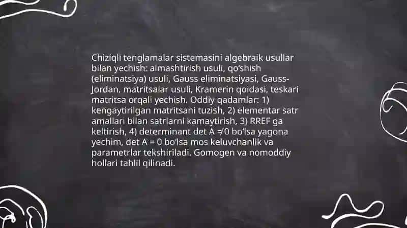 Algebraik metod vositasida masalalar yechish 4