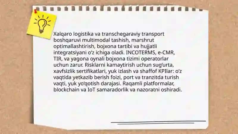XALQARO BOZOR UCHUN XIZMATLARNI YETKAZIB BERISH BOSHQARISH VA NAZORAT QILISHNI YOLGA QOYISH 4