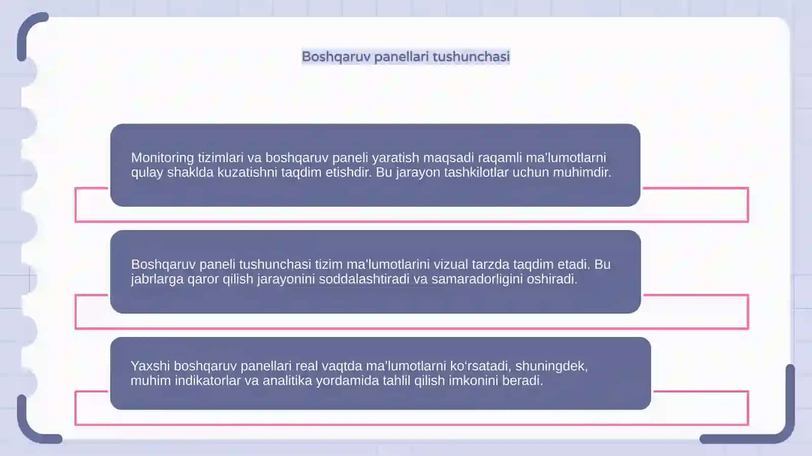 Monitoring tizimlari va boshqaruv paneli (dashboard)larni yaratish 4
