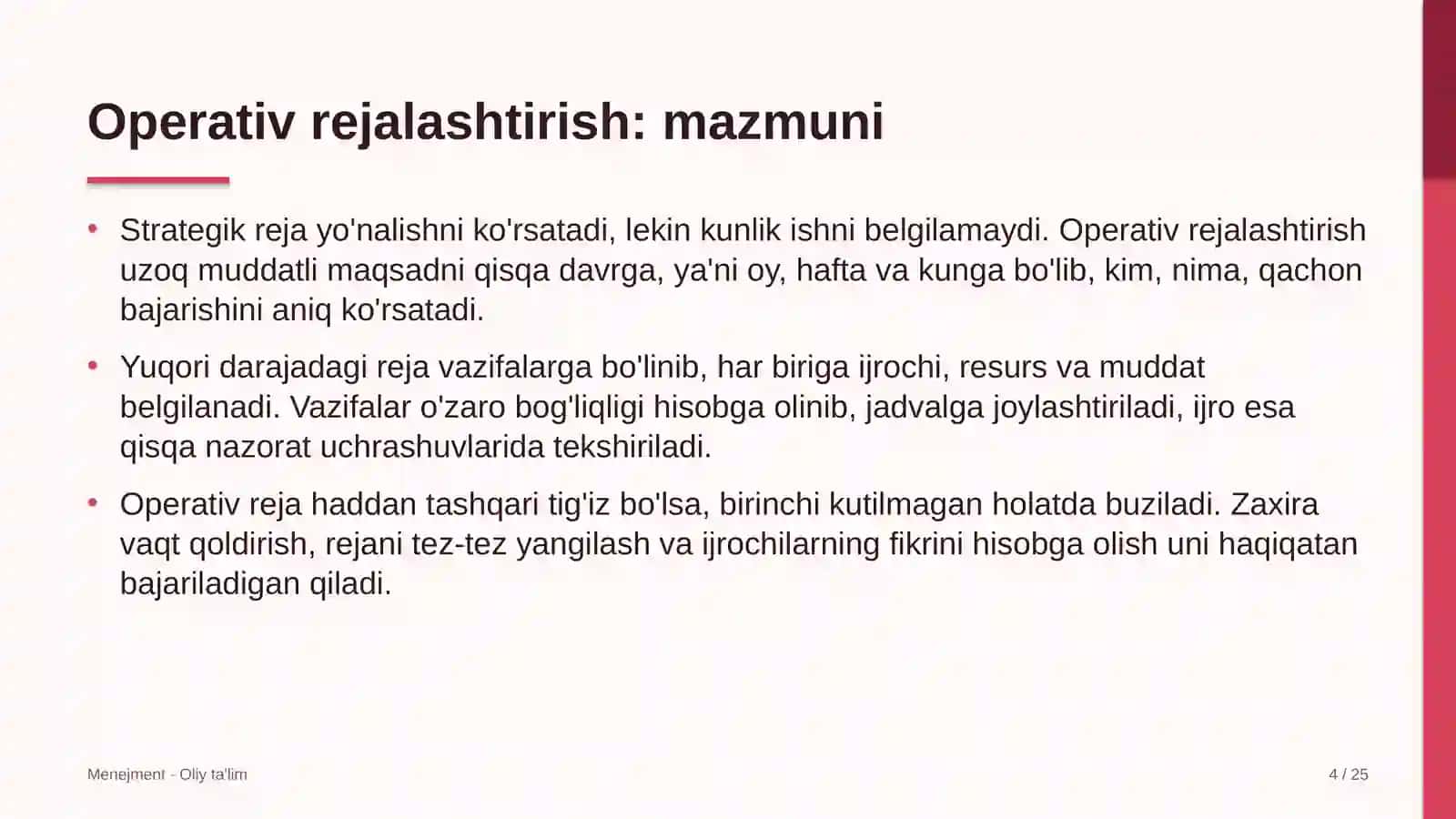 Zargarlik do'konlarida operativ rejalashtirish 4