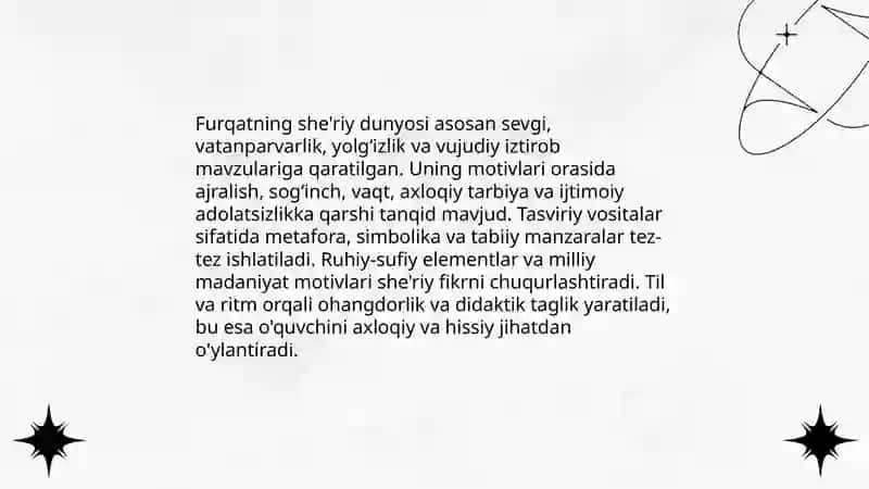 Furqat. Furqatshunoslik tajrizi 4