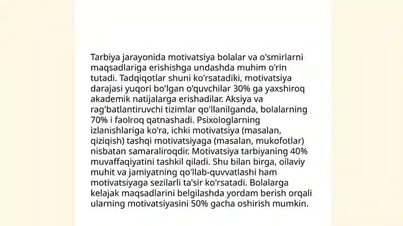 Tarbiya fanini oʻqitish jarayoni yaxlit tizim sifatida 4