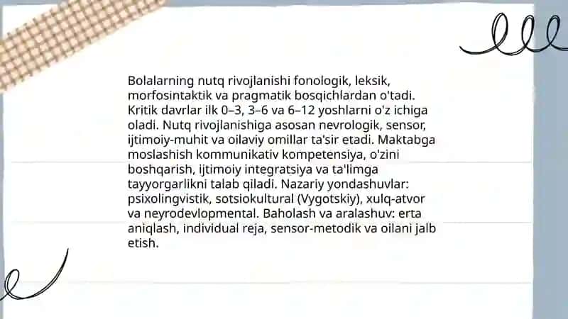 Nutq kamchiligiga ega boʻlgan bolalarni maktab taʼlimiga tayyorlashning nazariy asoslari 4