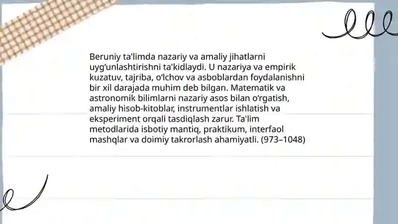 Abu Rayxon Beruniyning ta'lim tarbiya qarashlari 4