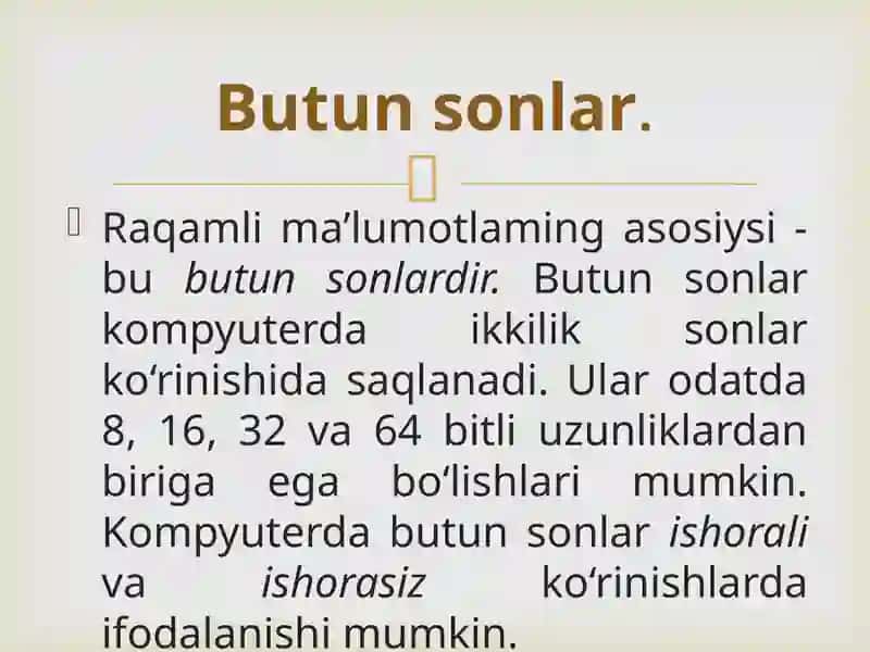 MA`LUMOTLAR FORMATLARI STANDARTLARI.TASHQI QURILMALAR BILAN MA`LUMOT ALMASHISH 4