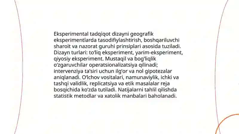 Geografik eksperiment usullari: nazariy va amaliy jihatlari 4