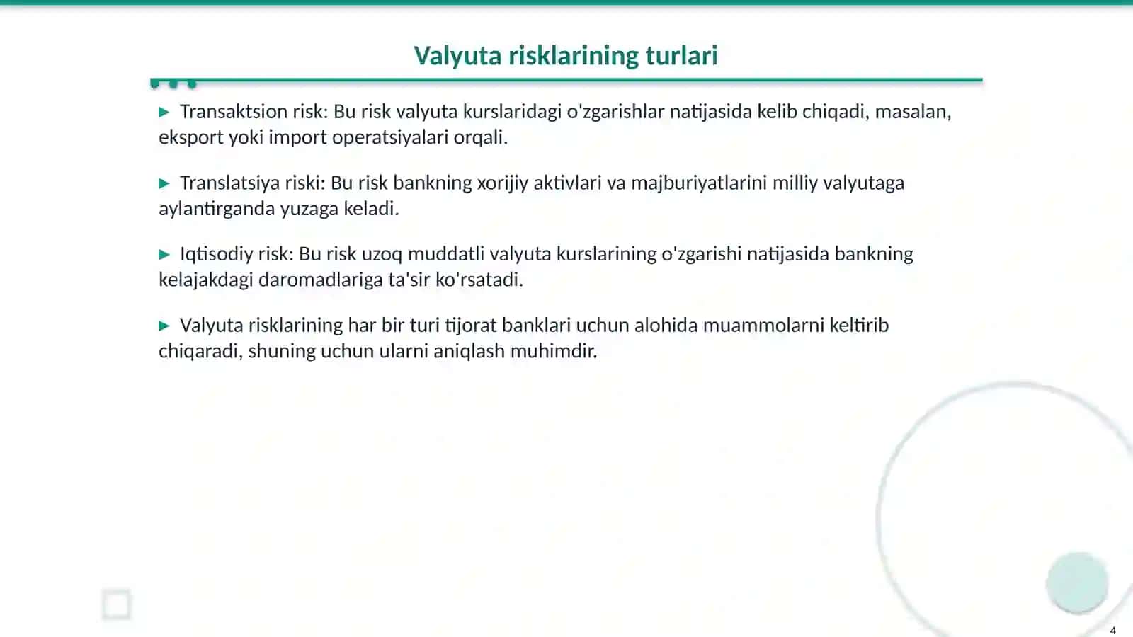 Tijorat banklarida valyuta risklarini boshqarish usullari 4