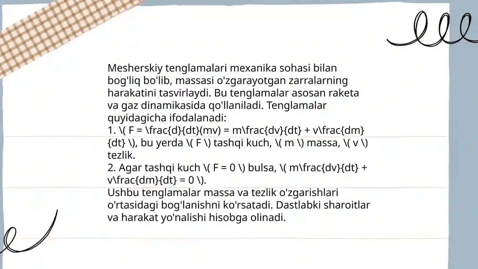Mesherskiy tenglamalari 4