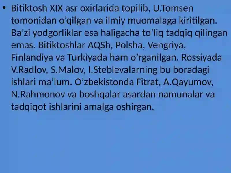 O’RXUN-ENASOY YODGORLIGIHAQIDA QISQACHAMA’LUMOT 4