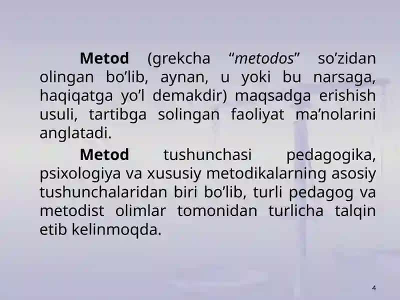 O’qitish metodlari va ularning tadbig’i 4